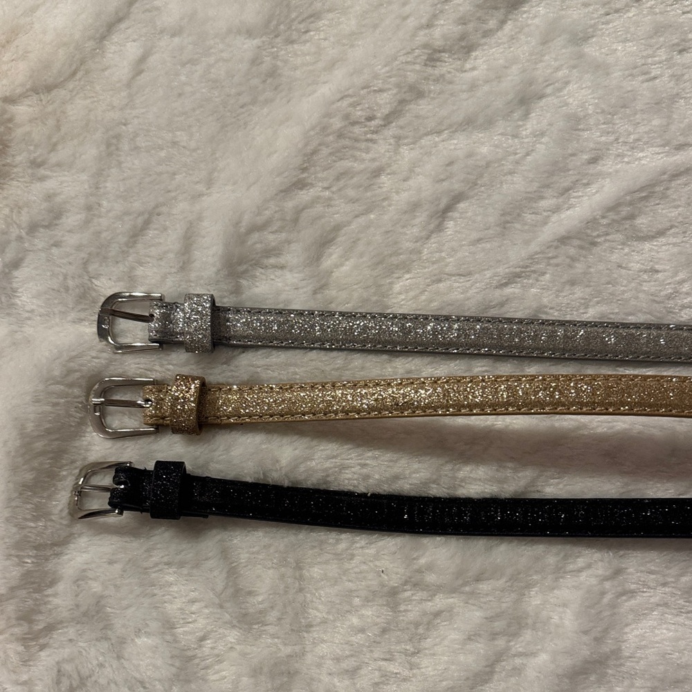 Elegant Glitter Belt Set - Silver, Gold, and Black